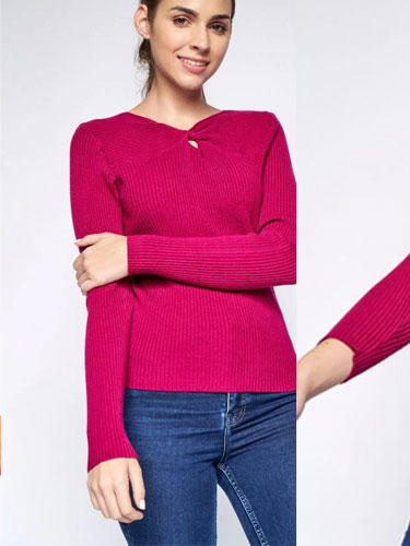 Red Self Design Straight Top